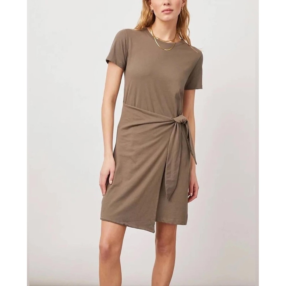 Rails Edie Canteen Faux Wrap Dress Women's Small Knit Casual MSRP $148 Neutral